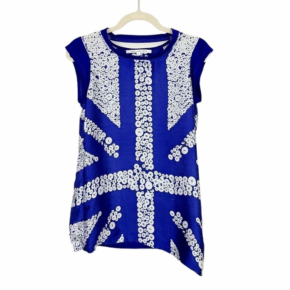DIANE Von Furstenberg Sleeveless Asymmetrical Hem Silk Top Size 2